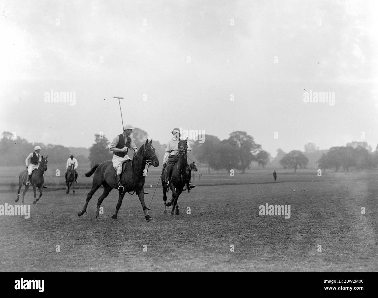 Polo at Roehampton .The Early Risers. Lord Londonderry and Winston Churchill.. Stock Photo