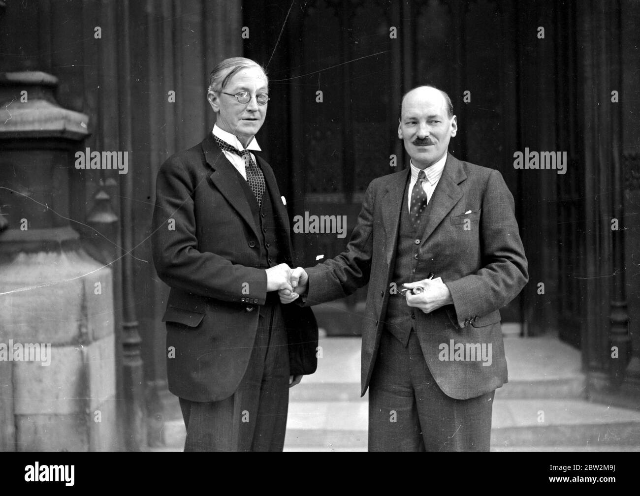 Westminster - Election of Labour Party. Mr Arthur Greenwood (left) and Major Attlee. 26 November 1935 Stock Photo