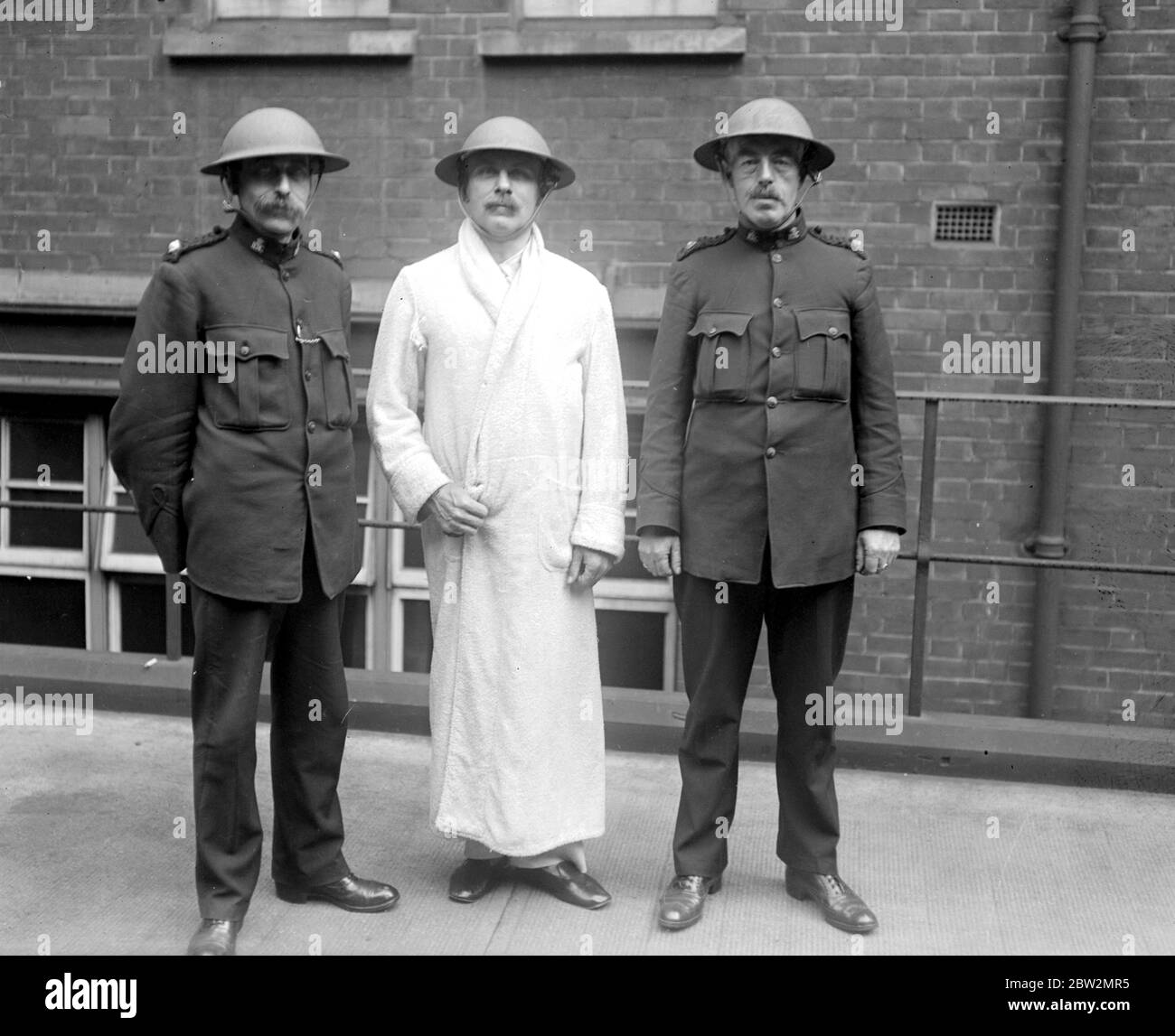 'Tin Hats' for Police. Steel helmets to be worn in Air Raids. October 1917 Stock Photo