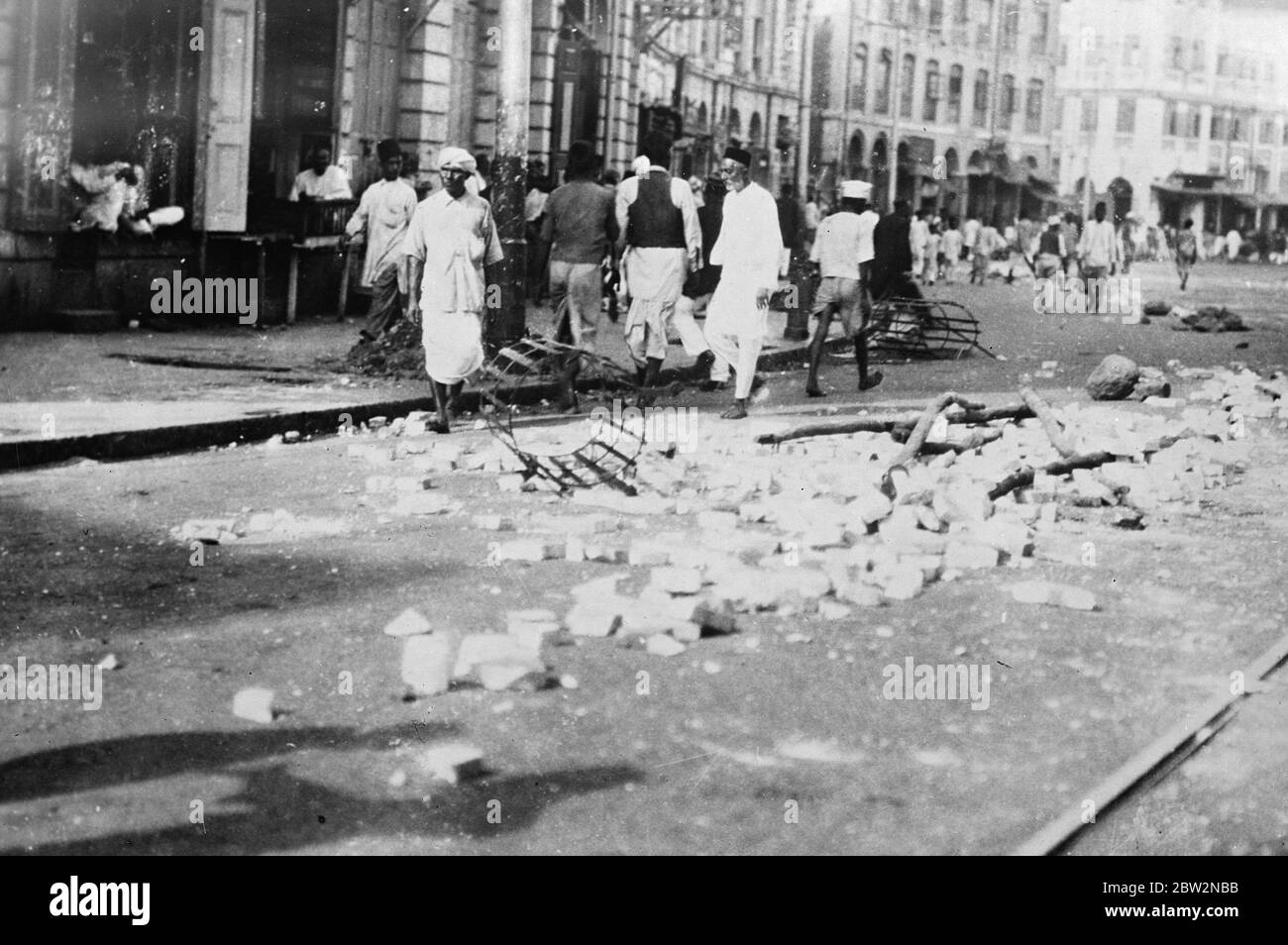 Stones thrown at police during civil disobedience movement demonstration in Bombay . Stones , Rubbish wood and iron were thrown by demonstrators at the police during a civil disobedience movement demonstration in Bombay . Some of the stones and rubbish thrown at the police by the demonstrating mob in Bombay . 24 February 1932 30s, 30's, 1930s, 1930's, thirties, nineteen thirties Stock Photo