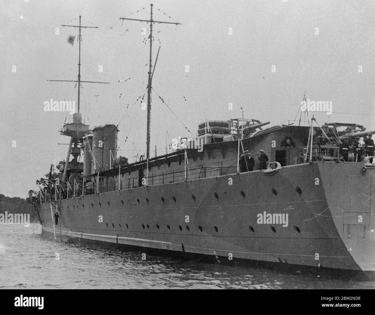 HMS Adventure, pennant number M23, a minelaying cruiser . 25 July 1930