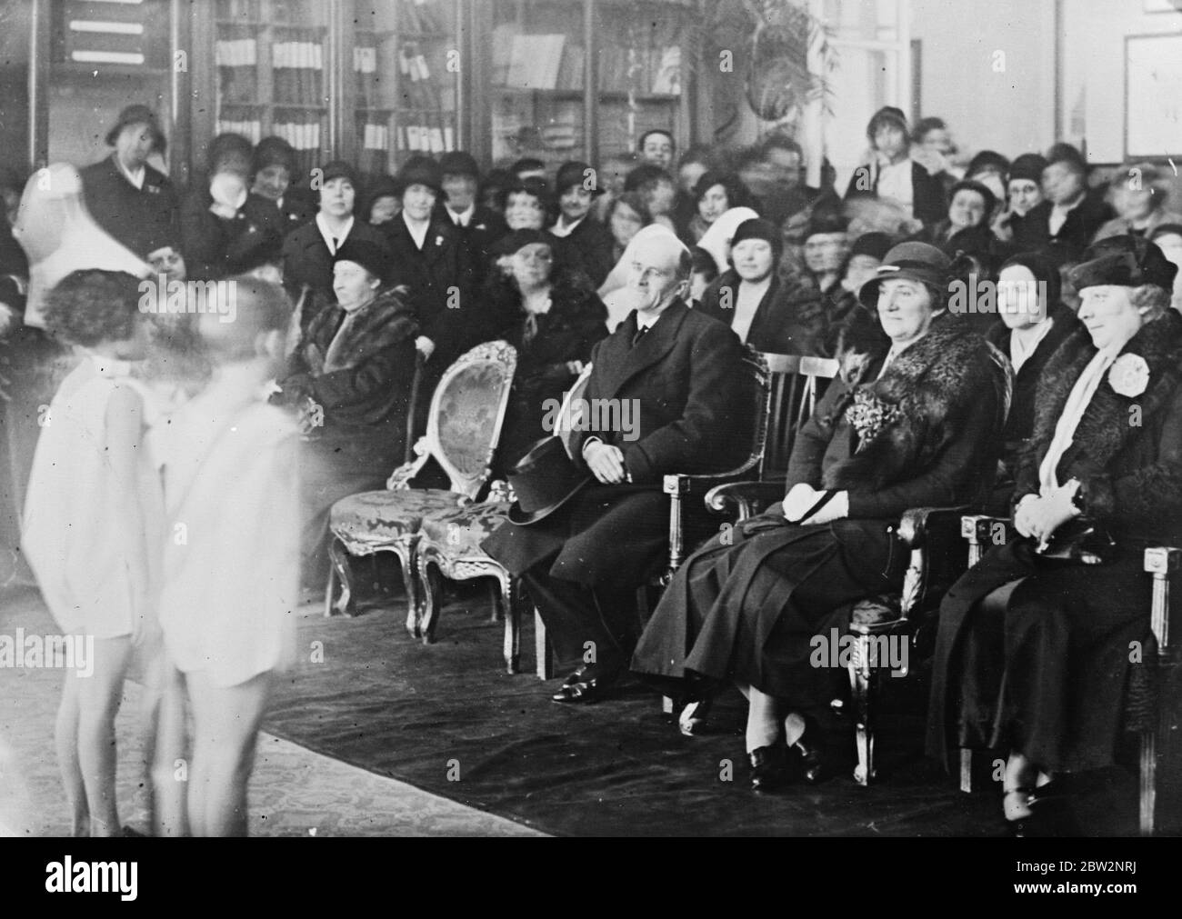 Queen of Italy presents prizes in Rome . Queen Elena of Italy presented prizes to school children at the institute of Health in Rome . Queen Elena of Italy ( second from right ) at the distribution . 16 February 1932 Stock Photo