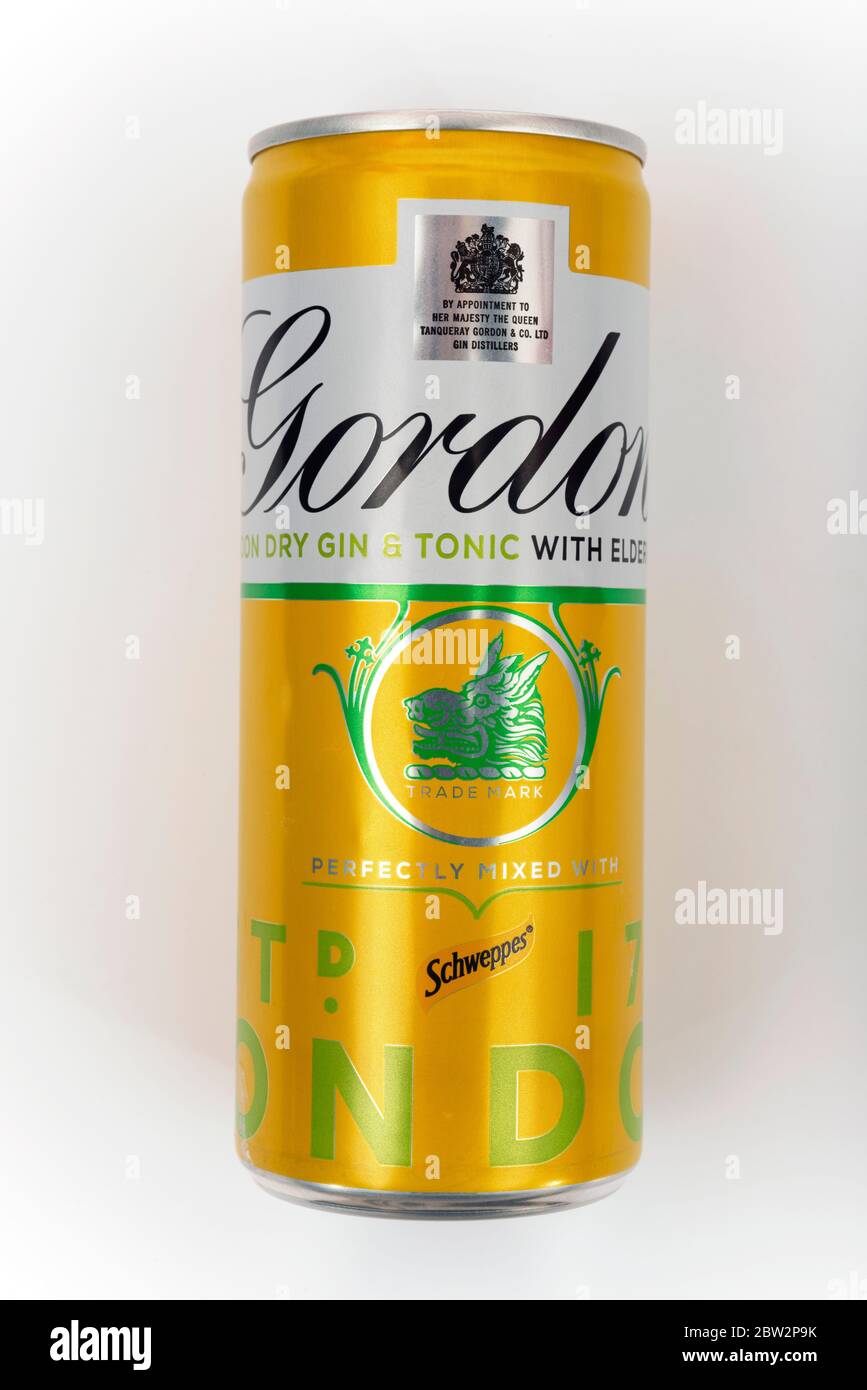 Gordons dry gin and tonic with elderflower Stock Photo