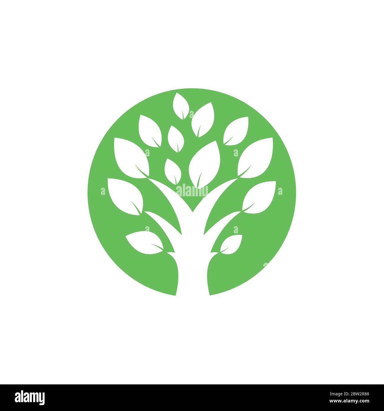 Vector sign tree in the park. Green circle tree logo Stock Vector