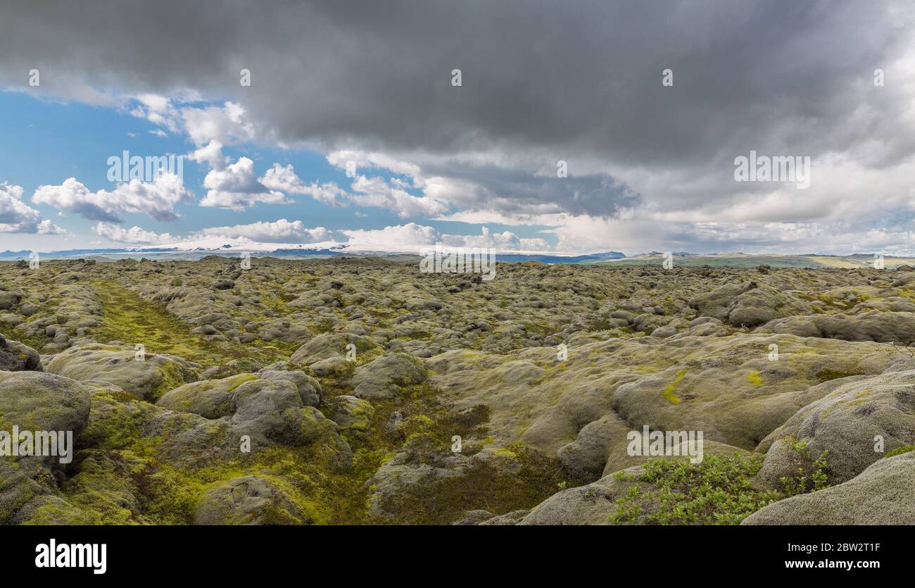 moss-covered lava fields Stock Photo