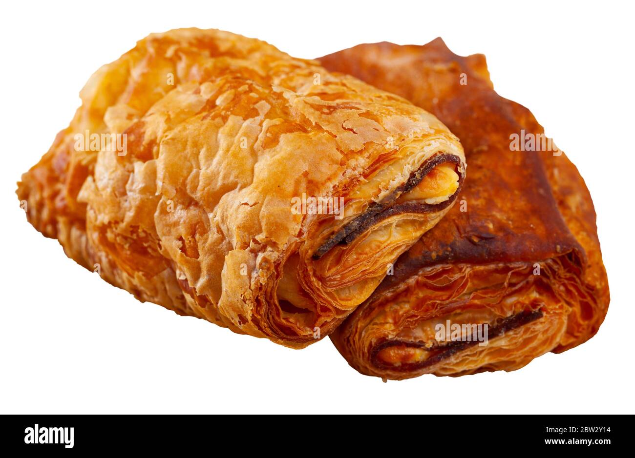 Crisp napolitana from puff pastry filled with minced meat and cheese