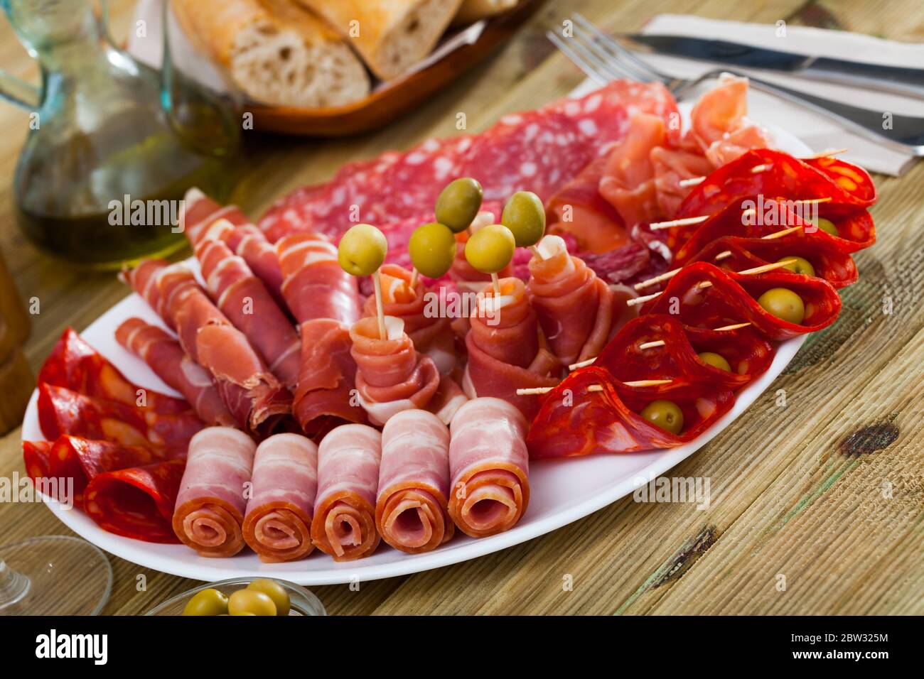 Assorted different types of spanish sausages Stock Photo Alamy