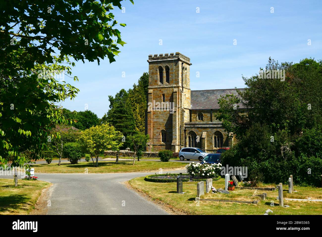 The new or upper parish church of St Peter near the village green, Pembury, Kent, England Stock Photo