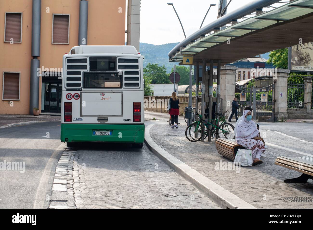 Terni italy May 29 2020 bus At The Station And People Waiting To Leave Terni italy May 29 2020 bus At The Station And People Waiting To Leave