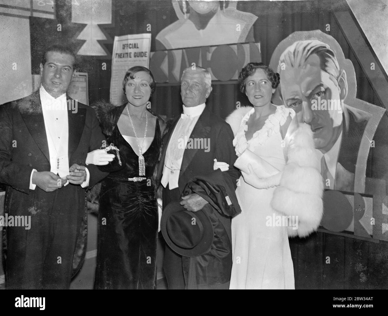 Famous  Dolly Sister  at first night of  Grand Hotel  film in London . Among famous personalities attending the first night of the film of Vicki Baum 's famous novel  Grand Hotel  at the Palace Theatre in London was Rosie Dolly , one of the famous Dolly sisters , and her husband , Mr Irving Netcher . Left to right : Mr Irving Netcher , Miss Rosie Dolly , Dr Maddick , and Mrs Eddie Goulding , wife of the British director who made  Grand Hotel  in Hollywood . She was formerly Miss Marjorie Moss , an American actress . 21 September 1932 Stock Photo
