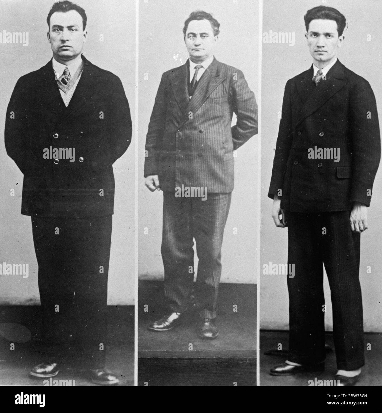 Three men arrested for Reichstag fire . The German police have arrested three Bulgarian Communists , Wassil Konstaninoff Taneff , Georgi Dimitroff , and Blagoi , Siminoff Popoff , whom they suspect of being concerned in causing the fire which destroyed the Reichstag building in Berlin . The three Communists who have been arrested . Left to right Wassil Konstaninoff Taneff , Georgi Dimitroff and Blagoi Siminoff Popoff . 4 April 1933 Stock Photo