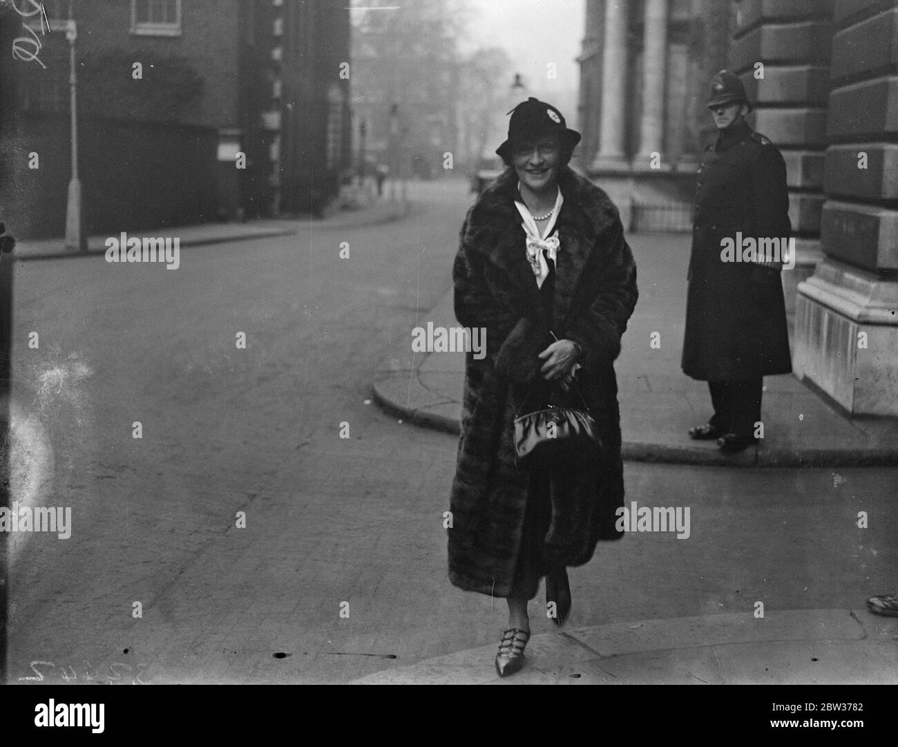 Lady Astor as member of native races deputation to Colonial Secretary . Lady Astor was a member of a Deputation of Native Races received by Sir Philip Cunliffe - Lister , the Colonial Secretary at the Colonial Office . Photo shows ; Lady Astor smiling as she left the Colonial Office . 18 December 1933 Stock Photo