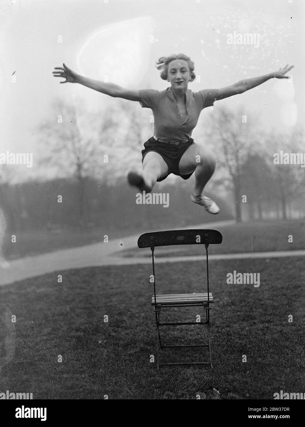 Miss Pamela Foster a dancer out for an early morning trot . 27 March 1934 Stock Photo