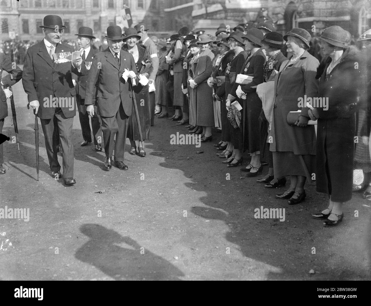 Sir Henry Wilson inspecting women VADS at the Salonika Reunion Ceremony at the Cenotaph . 30 September September 1934 Stock Photo