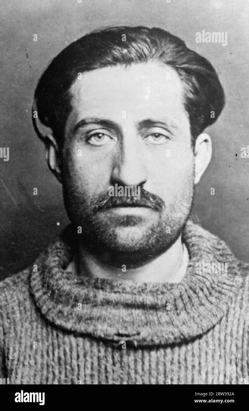 Gaétan L' Herbon de Lussats ( Baron Lussats ) , arrested for the murder of the Paris Stavisky judge . 1 April 1934 30s, 30's, 1930s, 1930's, thirties, nineteen thirties Stock Photo