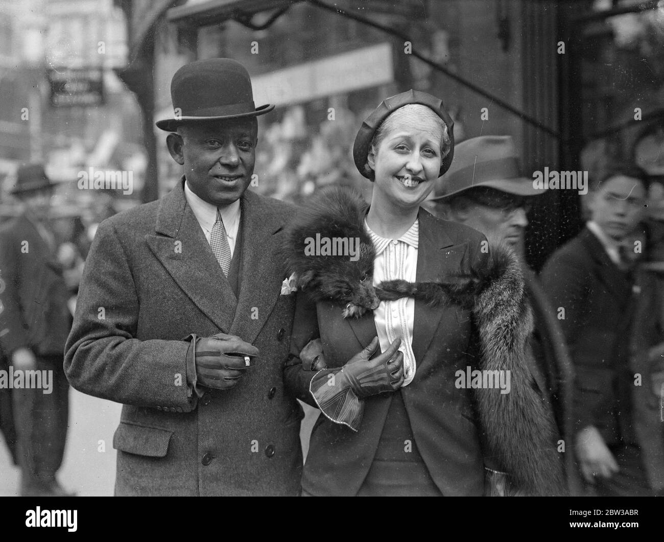 Johnson divorce case appeal . An appeal by Mr Clarence Nathaniel Johnstone , the coloured variety singer , against an award of £ 2 , 500 damages to Mr Albert Sandler , the violinist because of the misconduct of Johnstone and Mrs Sandler was heard in the Court of Appeal . The suit came before the President of the divorce division , Sir Boyd Merriman , and a special jury on March 6 and 7 , and Mr Sadler was granted a desree nisi . Photo shows , Mr Clarence Johnstone and Mrs Sandler after the hearing . 7 May 1934 Stock Photo