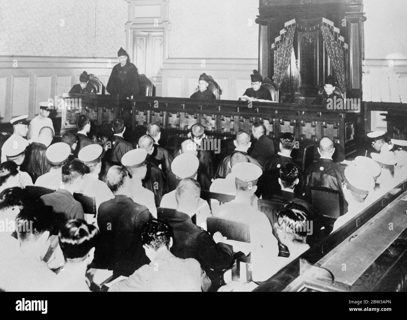 Murderers of Japanese Finance Minister Inouye and Baron Dan , Managing Director of Mitsui Interests sentenced in Tokyo . 27 September 1934 Stock Photo