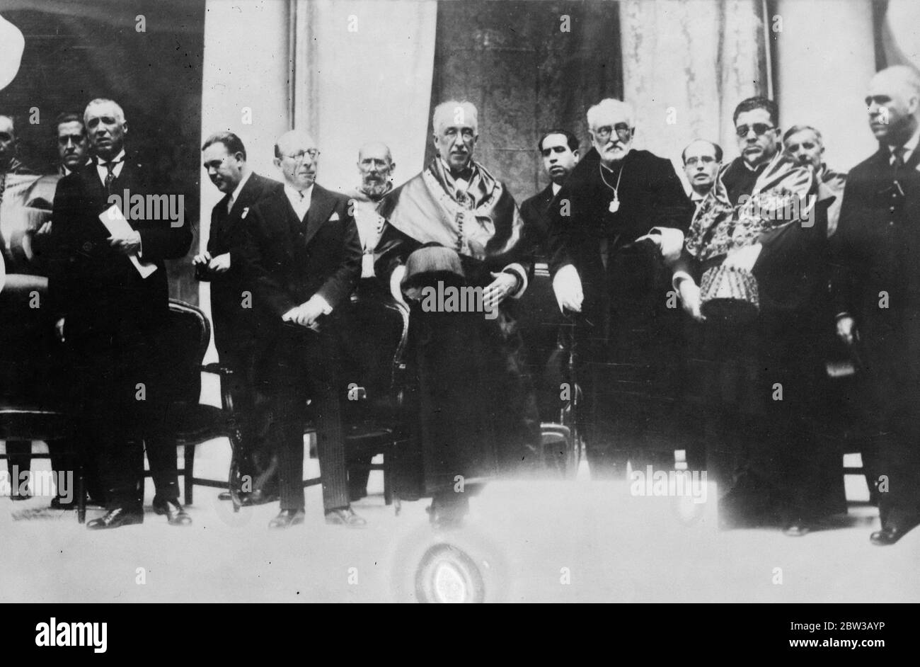 Professor Miguel de Unamuno made rector of Salamanca University , in Spain . 1931 Stock Photo