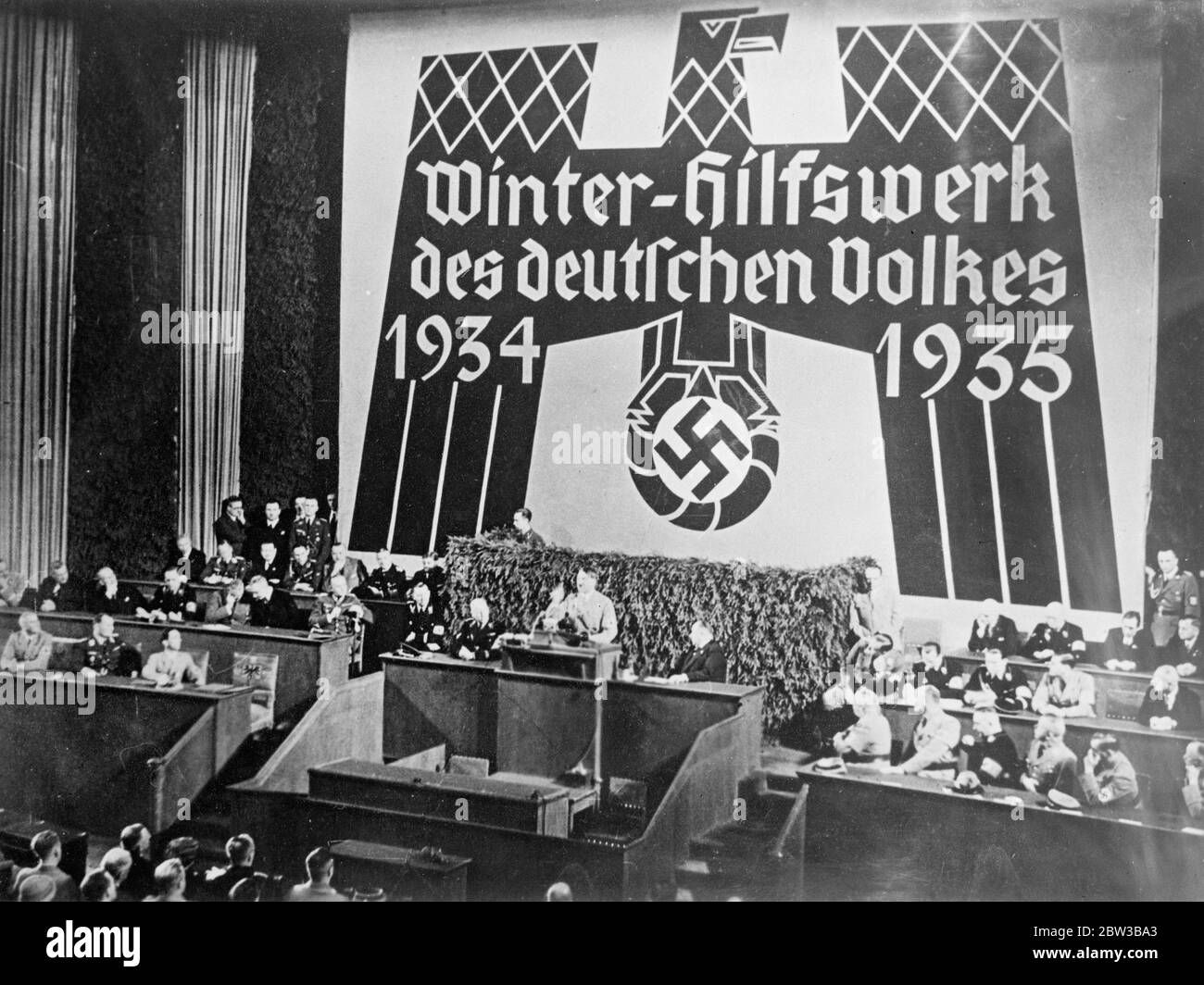 Hitler attacks international cliques in a speech at the fund raising campaign for the Winter Relief Agency of the German People . 10 October 1934 . Stock Photo