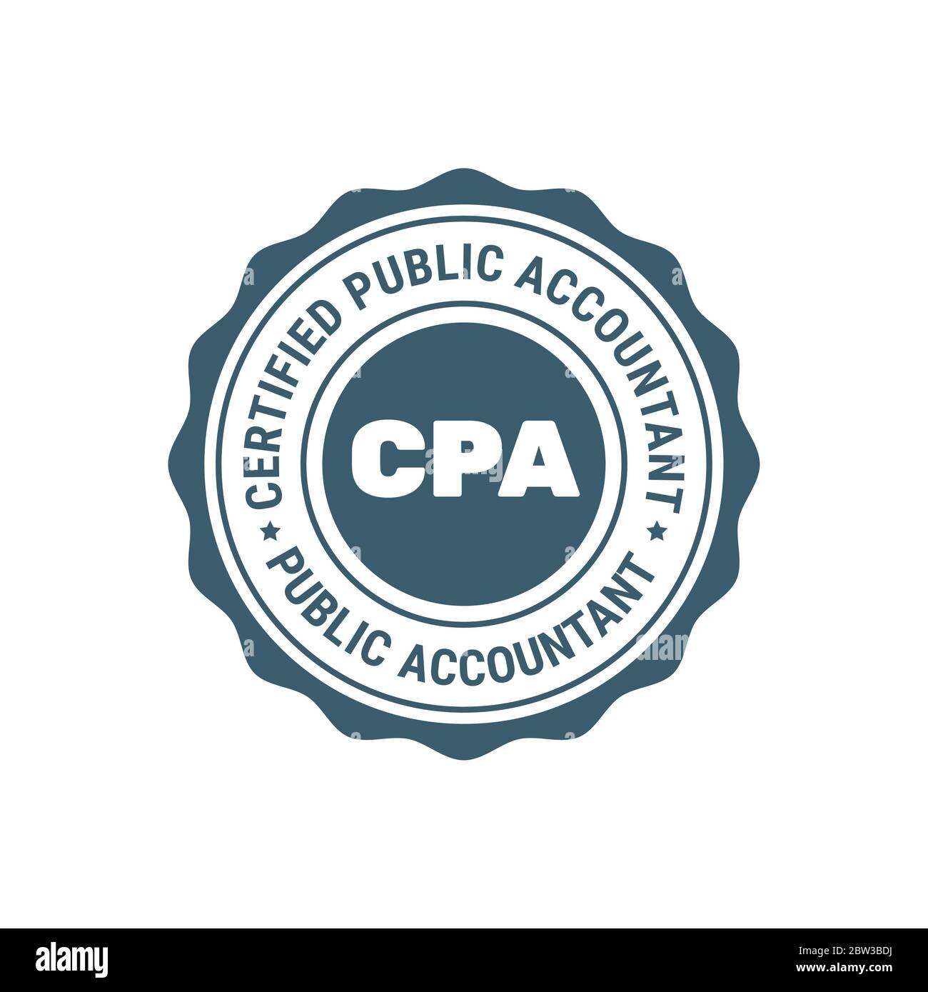 Certified public accountant sign or stamp, CPA bookkeeper seal, accounting badge Stock Vector