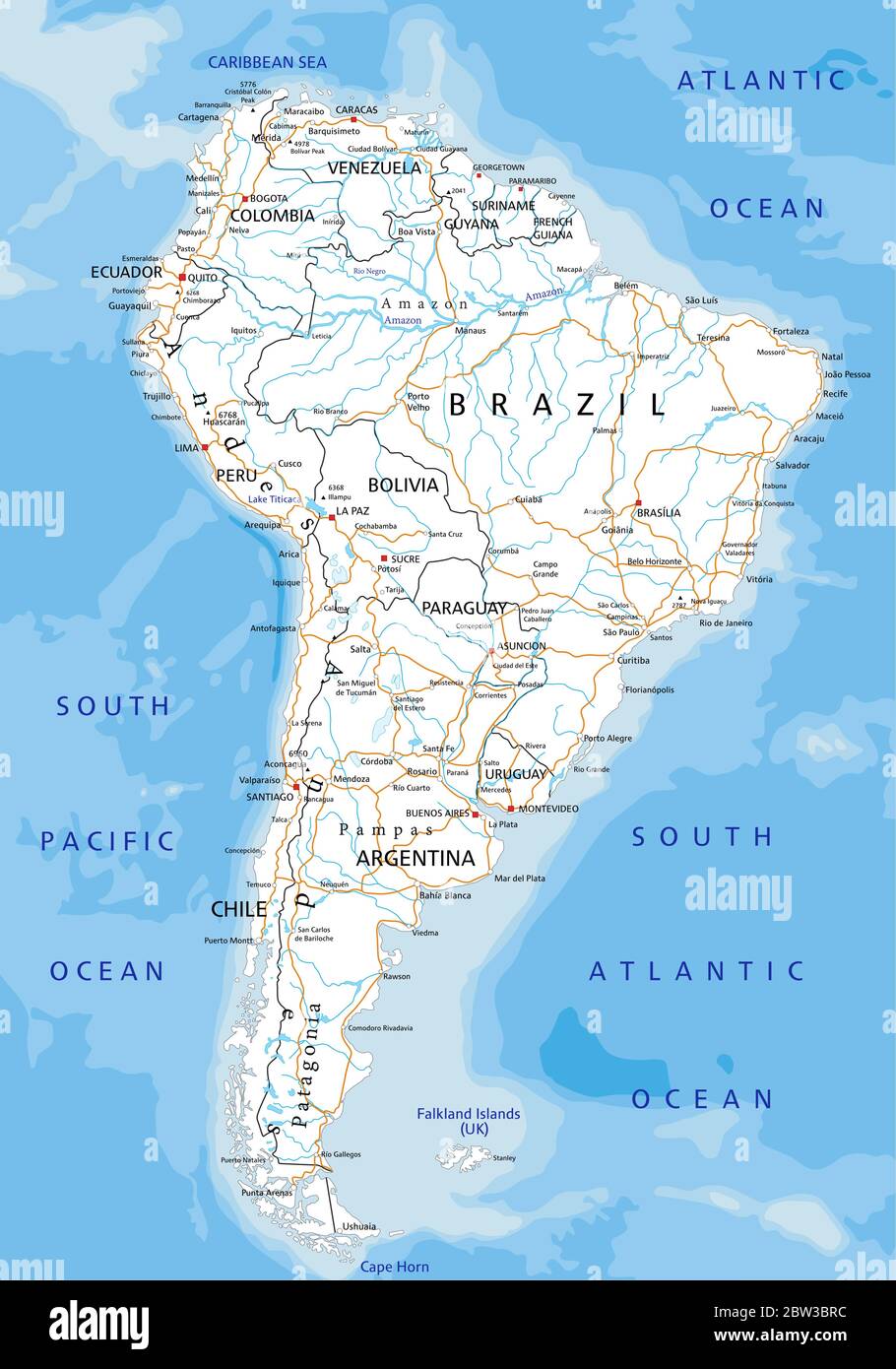 Rivers map south america hi-res stock photography and images - Alamy