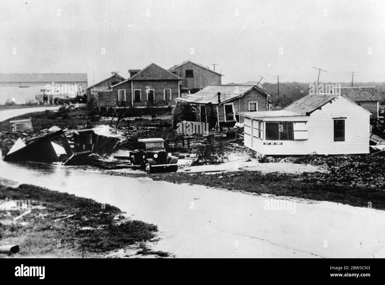 Hurricane ravages Florida . Hundreds dead . Ruin and desolation in the Florida town of Tavernier after the hurricane . 14 September 1935 Stock Photo