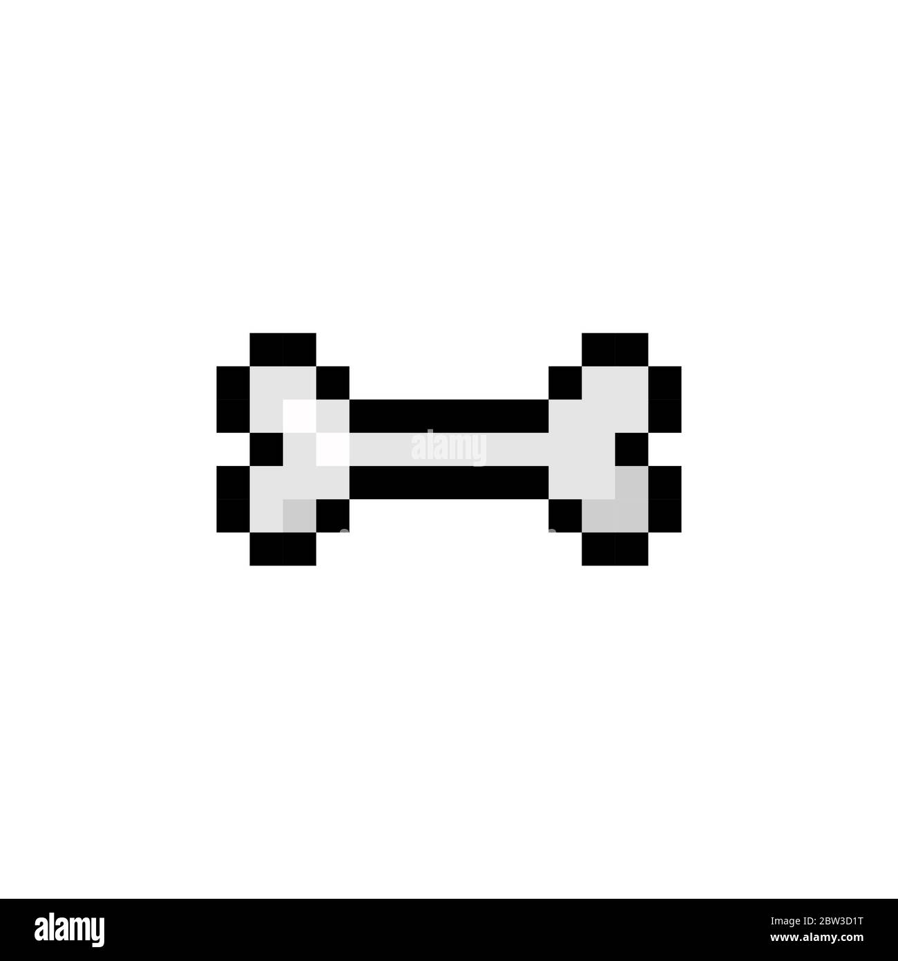 Pixel art 8-bit style dog bone toy icon on white background - isolated ...