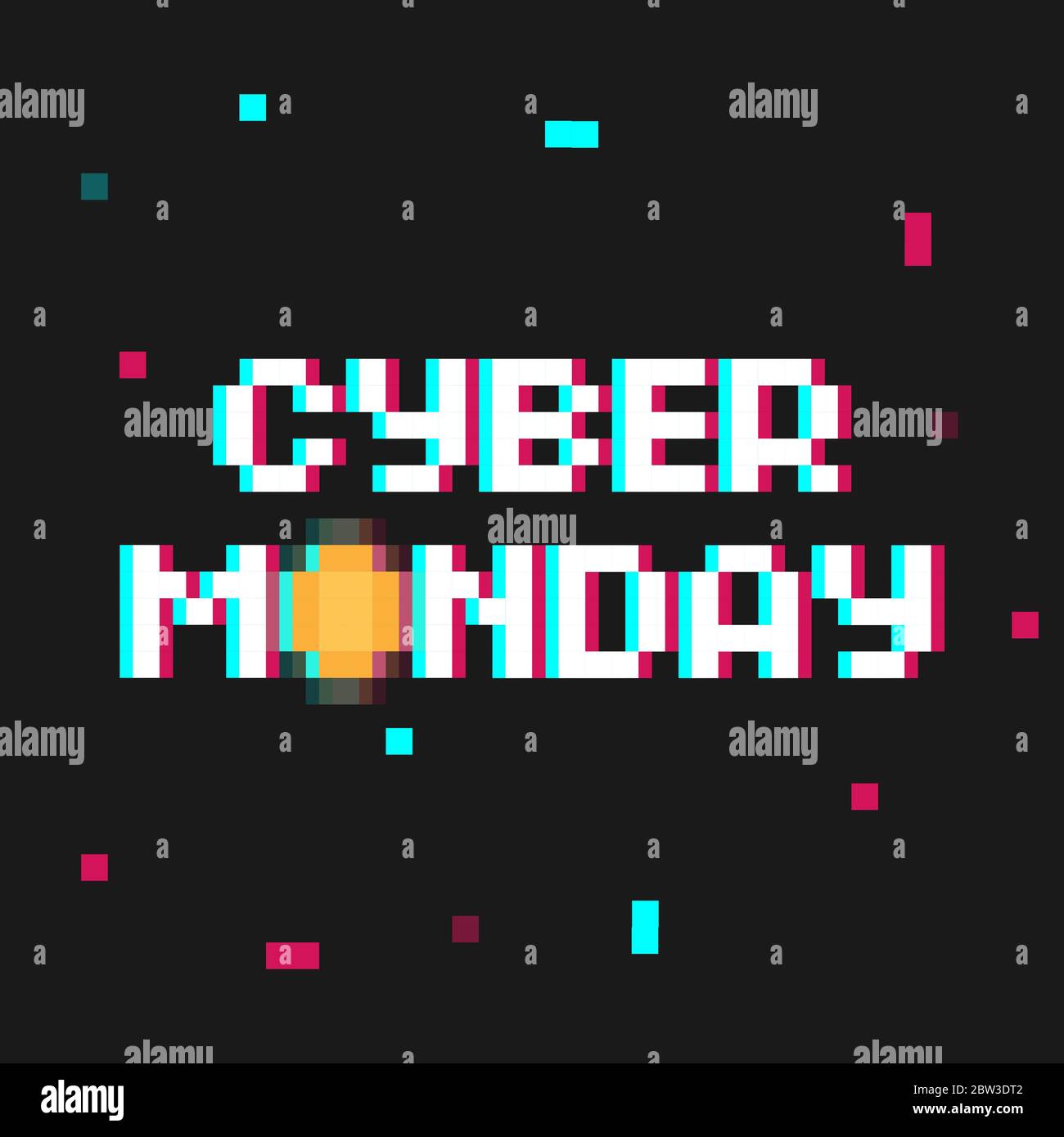 Pixel art 8-bit poster Cyber Monday with glitch effect and coin icon -  isolated vector illustration Stock Vector Image & Art - Alamy