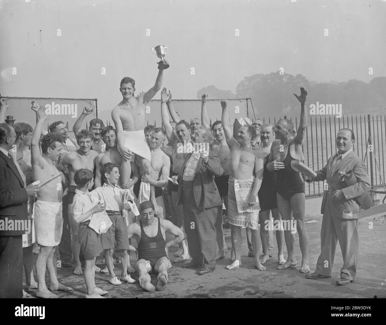 Winner of the swimming race for Jubilee Cup in the Serpentine . M