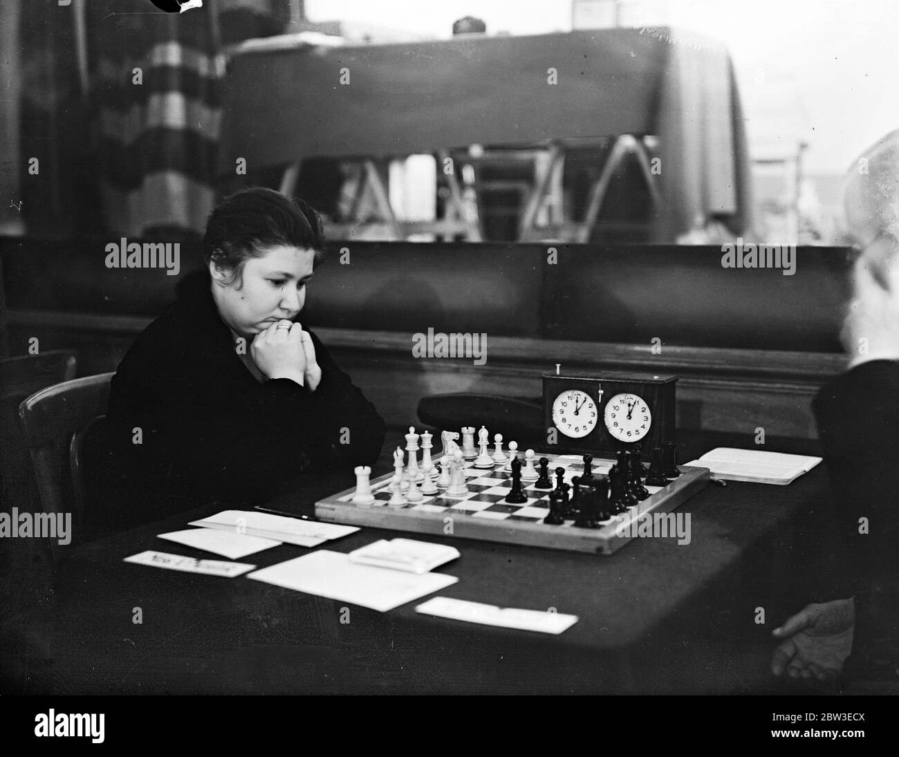International Chess masters take part in Hastings tournament . Miss Menchik , German champion . 27 December 1934 Stock Photo