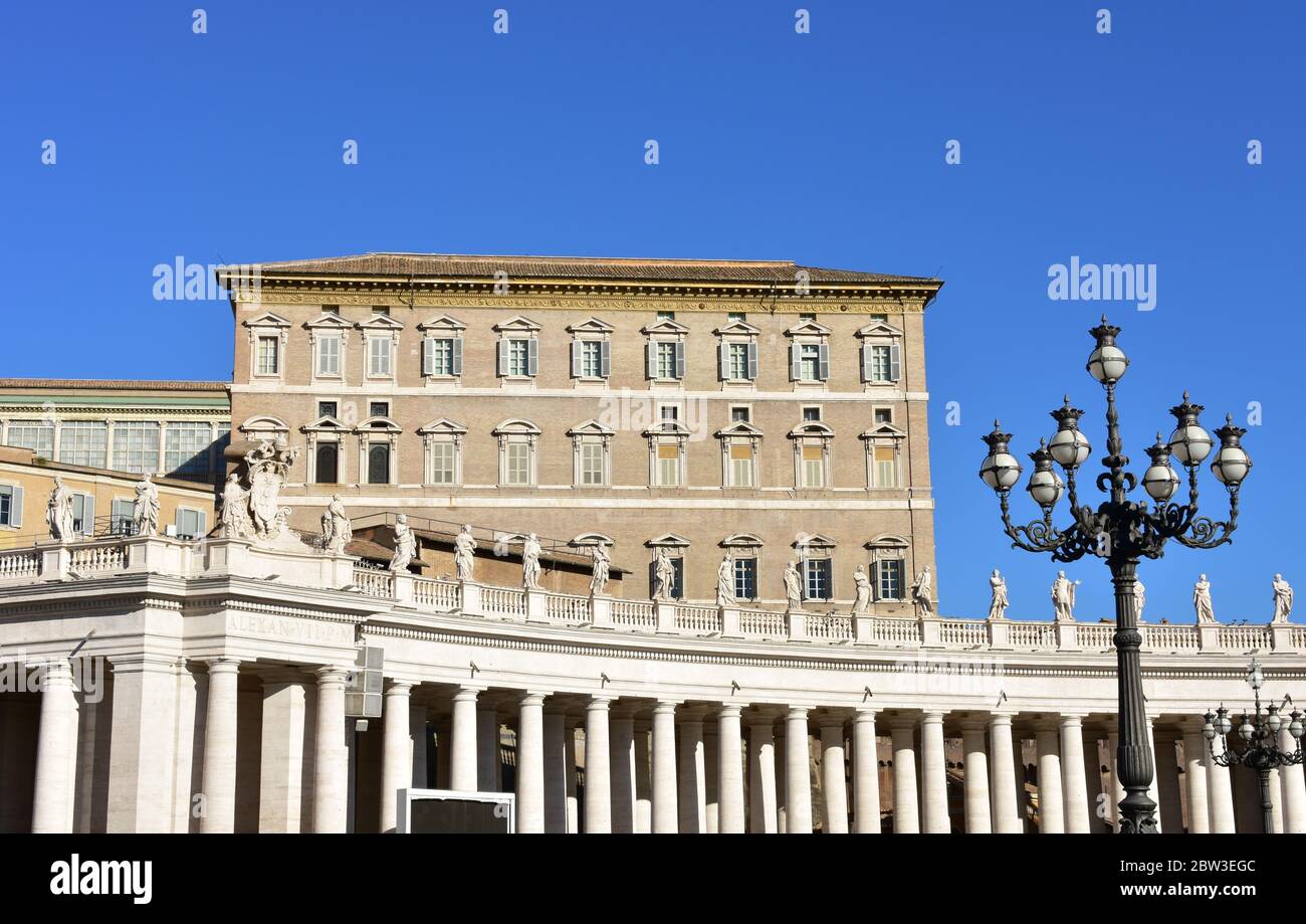 Bernini’s Colonnade and Apostolic Palace with the Papal Apartments at the St. Peter’s Square
