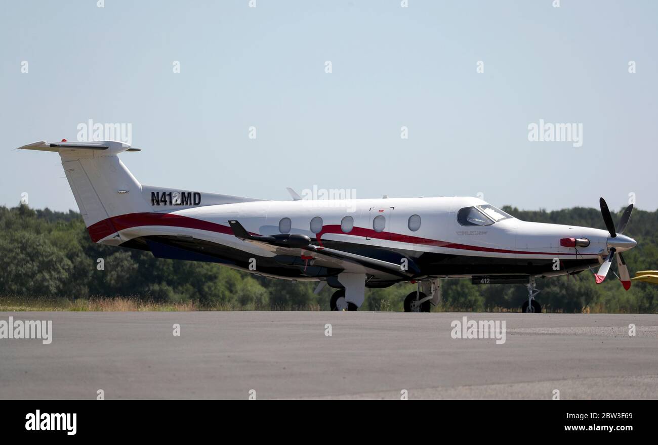 Pilatus PC12 plane at Fairoaks Airport in Surrey. Stock Photo