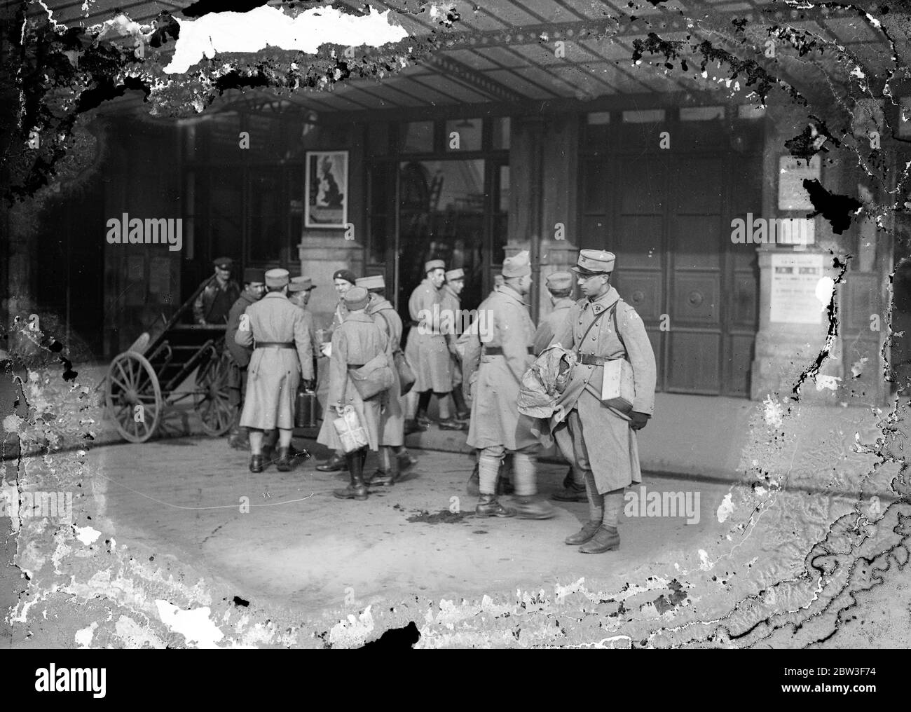 French troops on Eastern Frontier orders back to barracks . All leave cancelled . As the League Council is meeting in London to discuss , Germany ' s re-occupation of the Rhineland , French troops are being massed on the eastern frontier . Even soldiers going home on leave have been stopped at the stations and rushed back to barracks . Tanks , infantry and motorized divisions have been rushed up to man the frontier defences as French military observers keep a watchful eye on troop movements in the re militerized zone . Trenches are being dug near the frontier around Strasbourg . Photo shows , Stock Photo