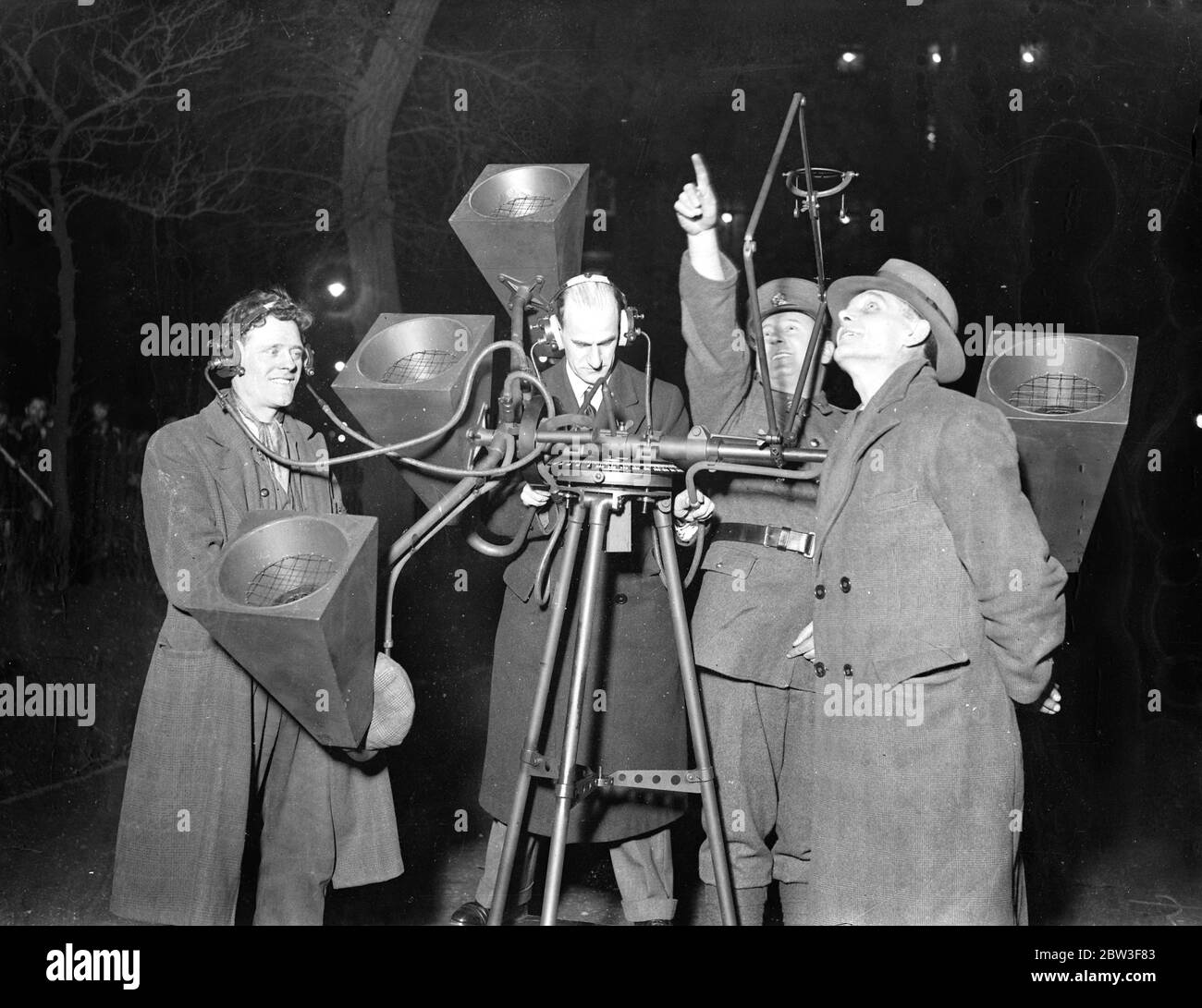 Searchlights play over the city Post Office RIfles Demonstration