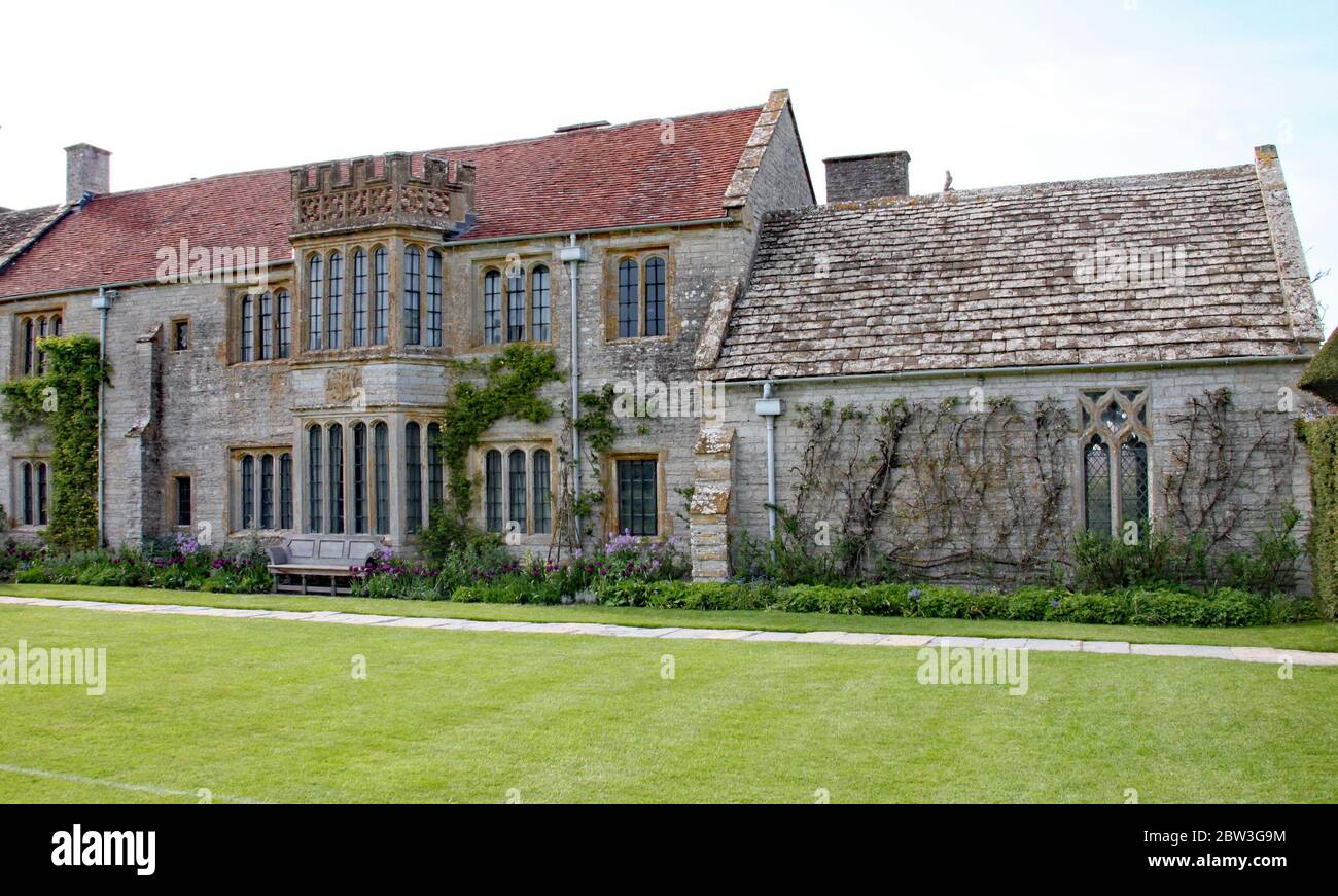 Windows and old stone walling in an English Manor House Stock Photo