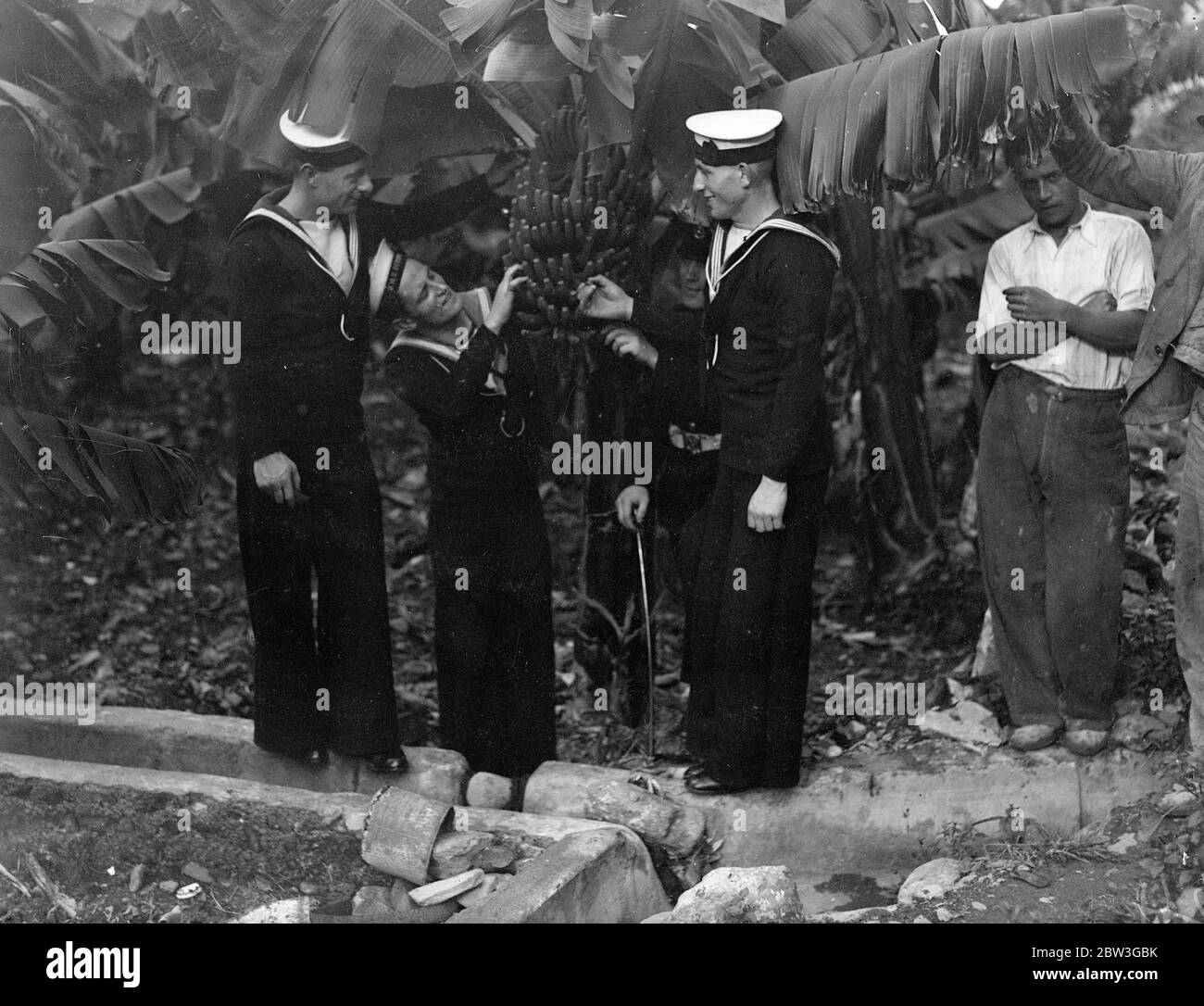 Sailors of HMS Furious in Las Palmas during her Spring cruise . 1936 Stock Photo