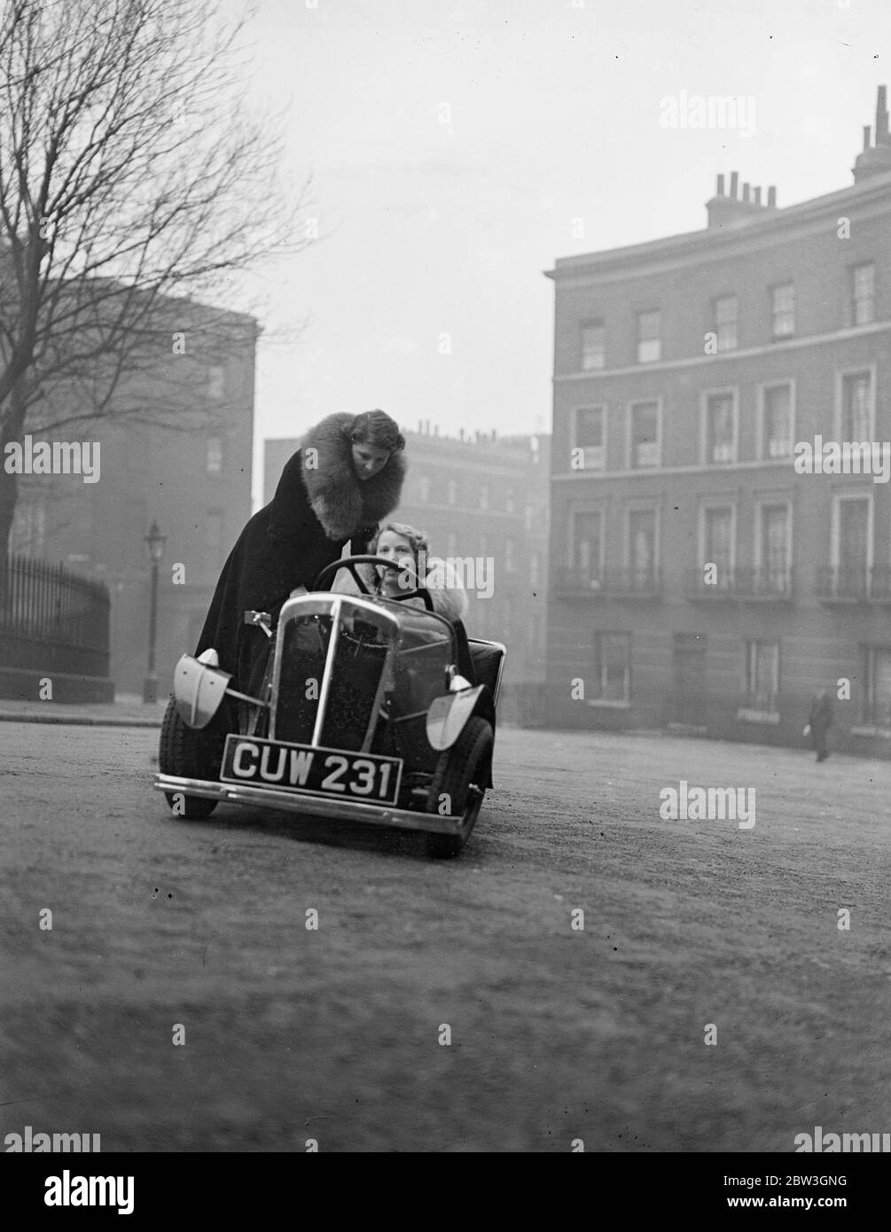 Cheapest British car demonstrated in London . To and a half horse power engine travels 80 miles on gallon of petrol . The new scouts car . 2 April 1935 Stock Photo