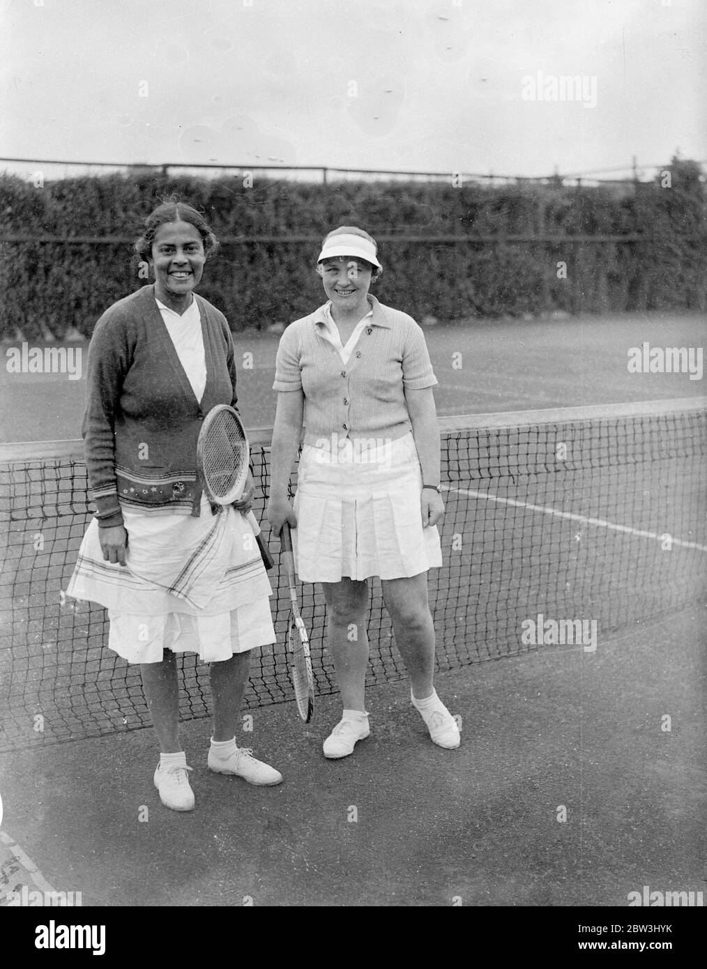 Star tennis semi finals at Dulwich lawn tennis club . Mrs Butler of the Acacia Club , Acton ( left ) and Miss R Beech , of Aldersbrook , semi finalists in the Ladies singles of the Star Tennis Tournament . 25 July 1936 Stock Photo