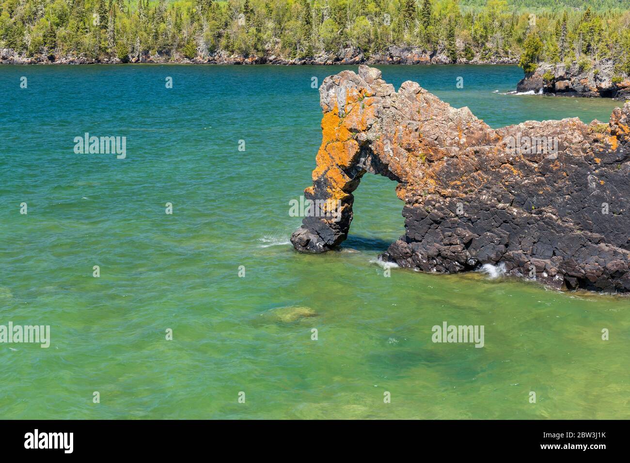 A Rock Arch Formation On Lake Superior Stock Photo