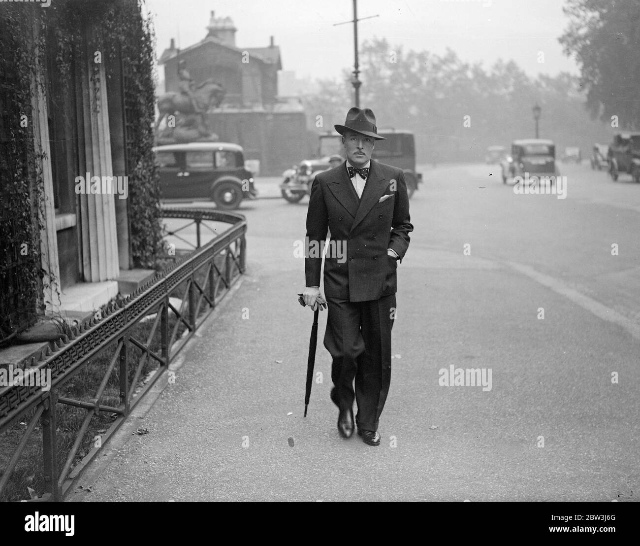 Prince Pierre of Monaco visits London to arrange son ' s education at St Leonard ' s . Photo shows Prince Pierre walking in the West End . 26 September 1935 Stock Photo