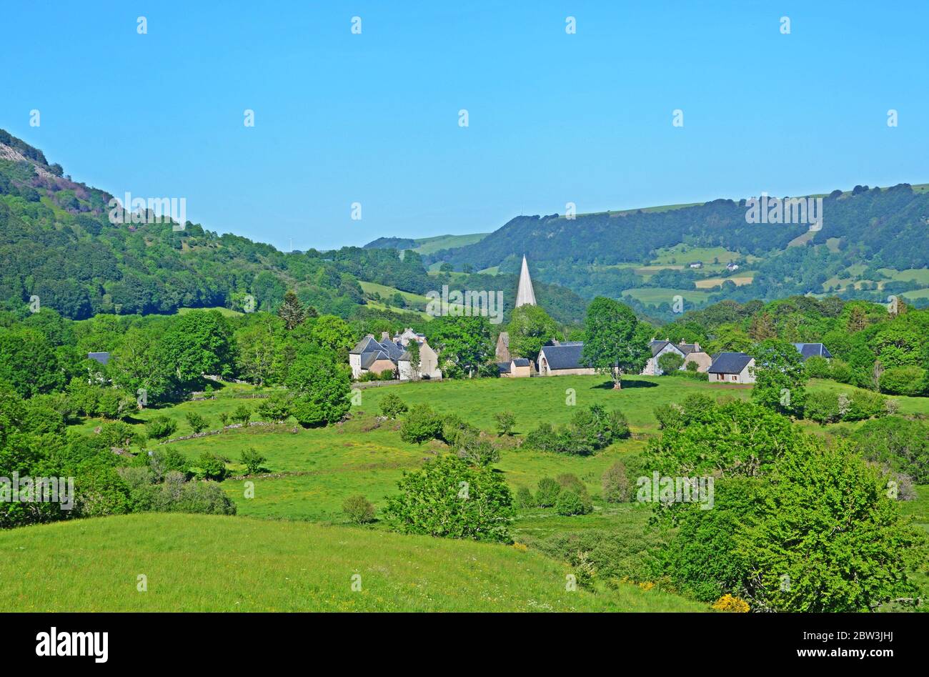 Compains village, Puy-de-Dome, Auvergne, Massif-Central, France Stock Photo