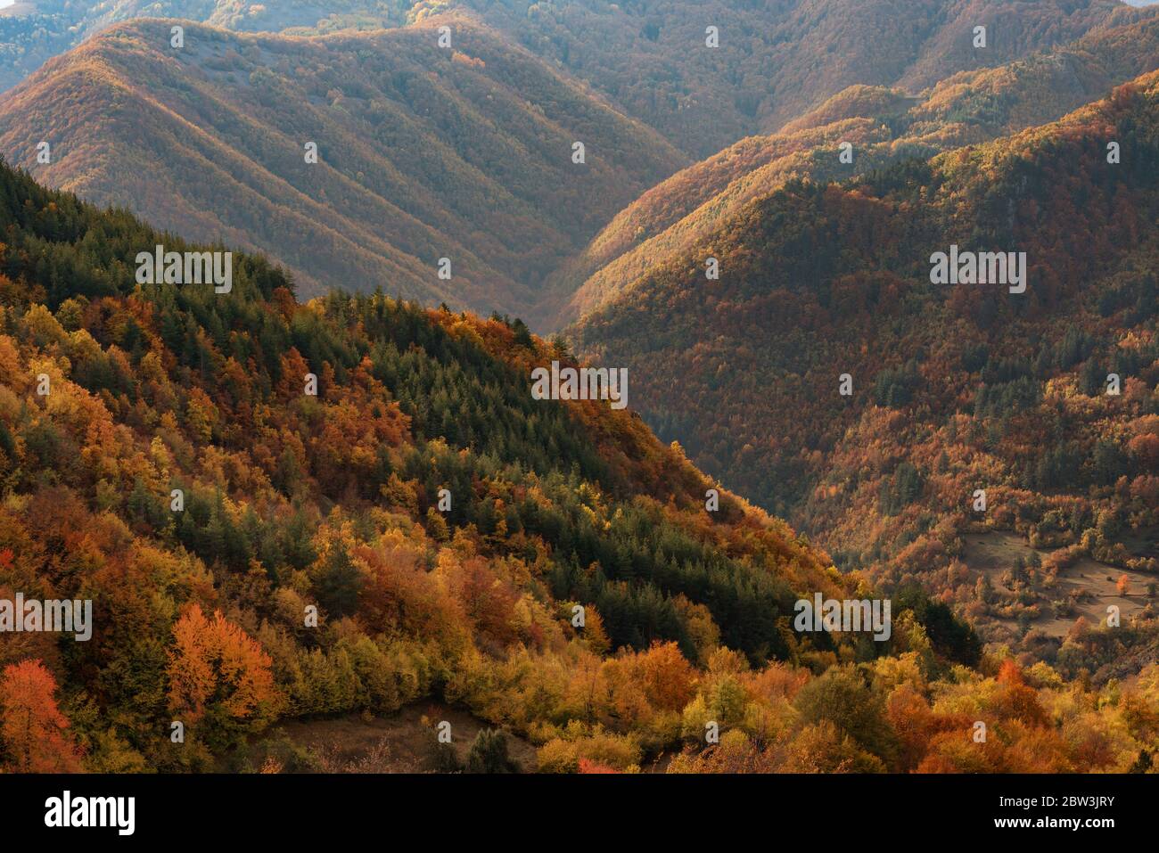 Autumn landscape around the village of Borovo, Rhodope mountains, Bulgaria Stock Photo