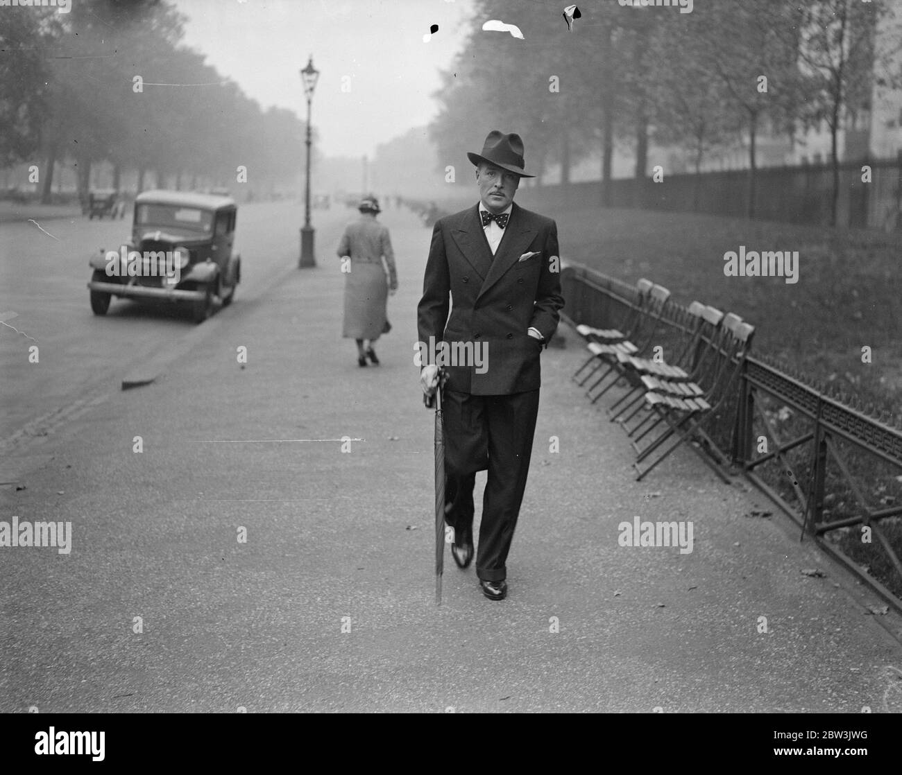 Prince Pierre of Monaco visits London to arrange son ' s education at St Leonard ' s . Photo shows Prince Pierre walking in the West End . 26 September 1935 Stock Photo