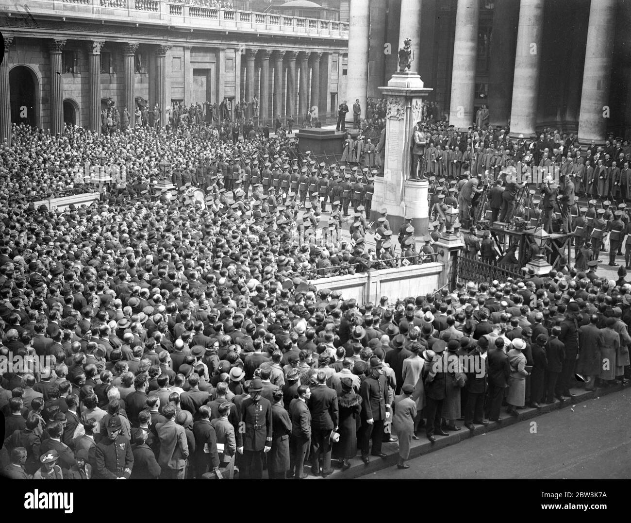 Coronation Proclamation Read At Temple Bar With ancient ceremony , the Coronation Proclamation announcing that the coronation of the King will take place on May 12 next year was read by his Majesty ' s Officer of Arms at St . James ' s Palace , Charing Cross , Temple Bar and the Royal Exchange . Photo Shows : Leading the cheers after the reading of the proclamation at the Royal Exchange . 29 May 1936 Stock Photo