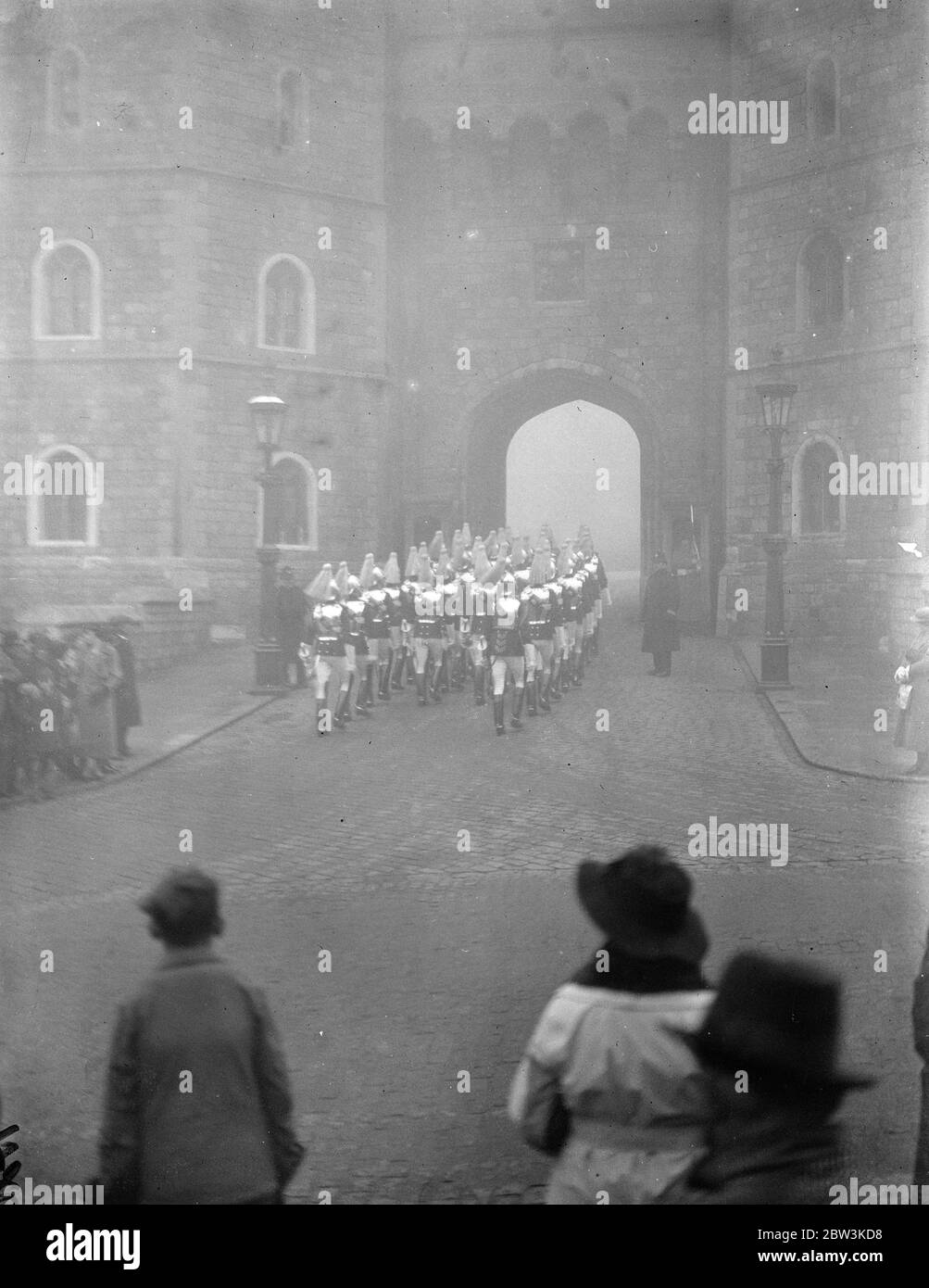 Funeral of Princess Victoria at Windsor . Life Guards entering Windsor Castle for the funeral . 7 December 1935 Stock Photo