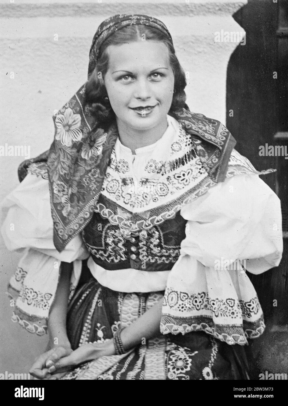 World beauty queens compete for  Miss Universe  title in Brussels . Miss Czechoslovakia in her picturesque national costume . 28 September 1935 Stock Photo