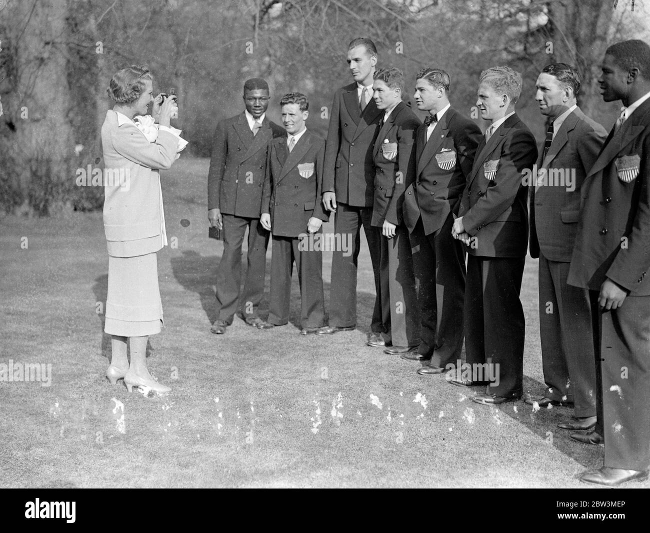 Miss Heather Thatcher wields a pretty mallet ! . Miss Heather Thatcher , the actress , was one of 200 guests at the new Headley Common estate of Sir Malcolm Campbell . The guests were invited to meet the American ' Golden Gloves ' amateur boxing team . Photo shows , Miss Heather Thatcher demonstrating her skill at crouquet . 4 May 1936 Stock Photo