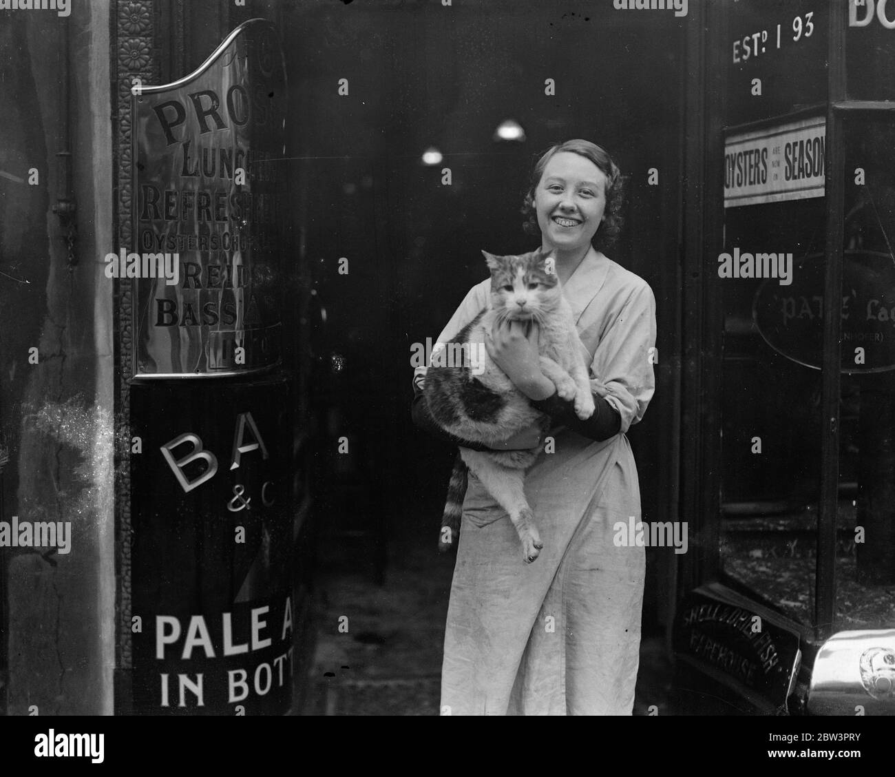 London 's largest cat rescued from restaurant fire in High Holborn . 5 October 1935 Stock Photo