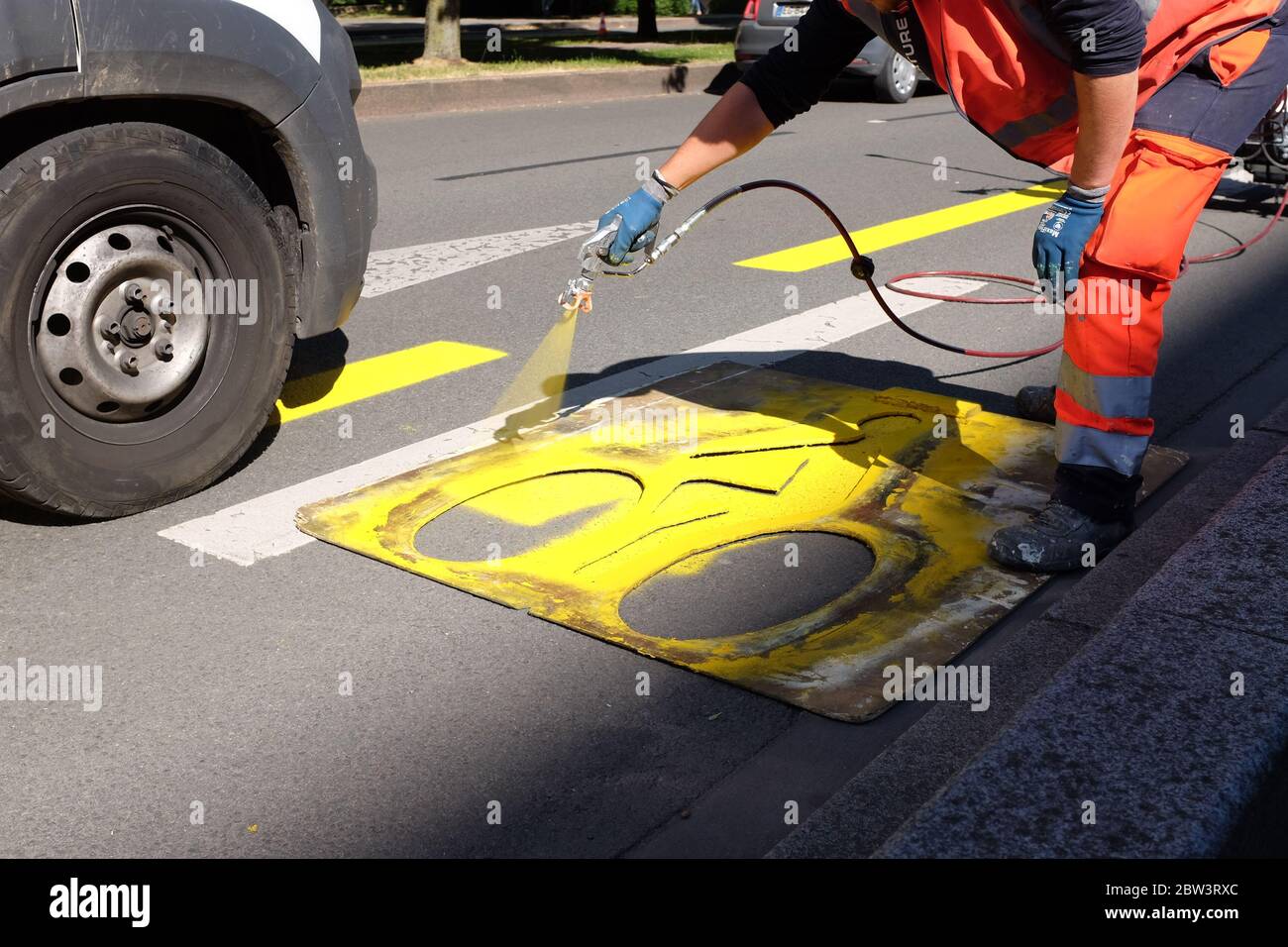 création of cycle path Stock Photo