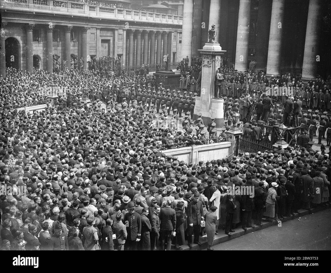 Coronation Proclamation Read At Temple Bar With ancient ceremony , the Coronation Proclamation announcing that the coronation of the King will take place on May 12 next year was read by his Majesty ' s Officer of Arms at St . James ' s Palace , Charing Cross , Temple Bar and the Royal Exchange . Photo Shows : Leading the cheers after the reading of the proclamation at the Royal Exchange . 29 May 1936 Stock Photo